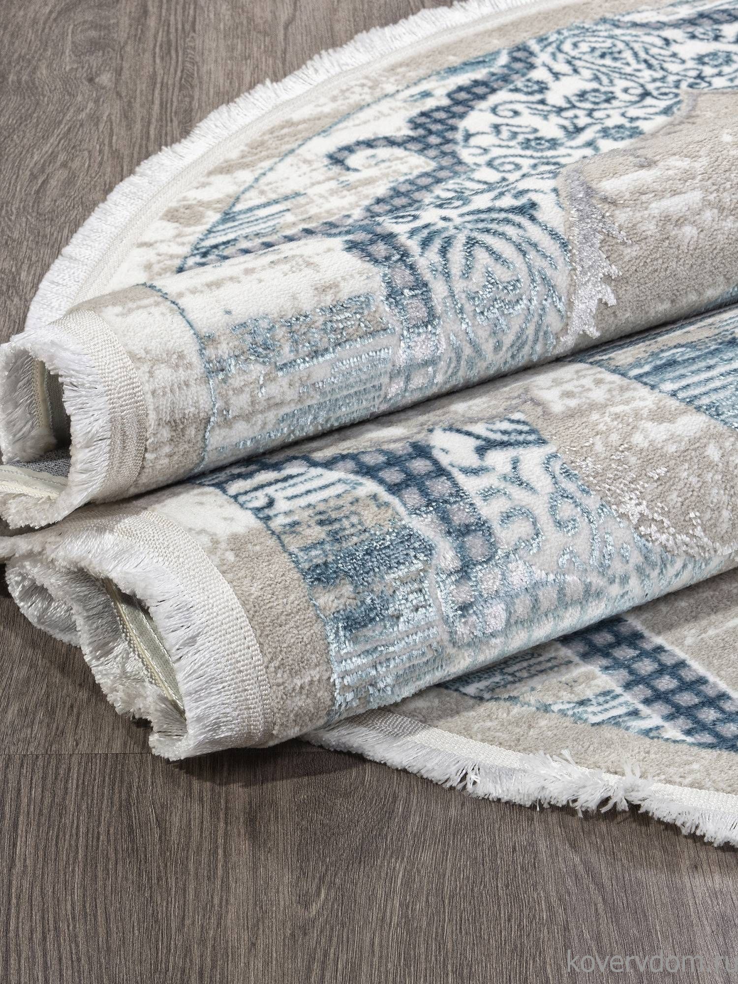 Ковер ALFANI Q018A BLUE FDY / CREAM SHRINK Овал Ковер ALFANI Q018A BLUE FDY / CREAM SHRINK Овал