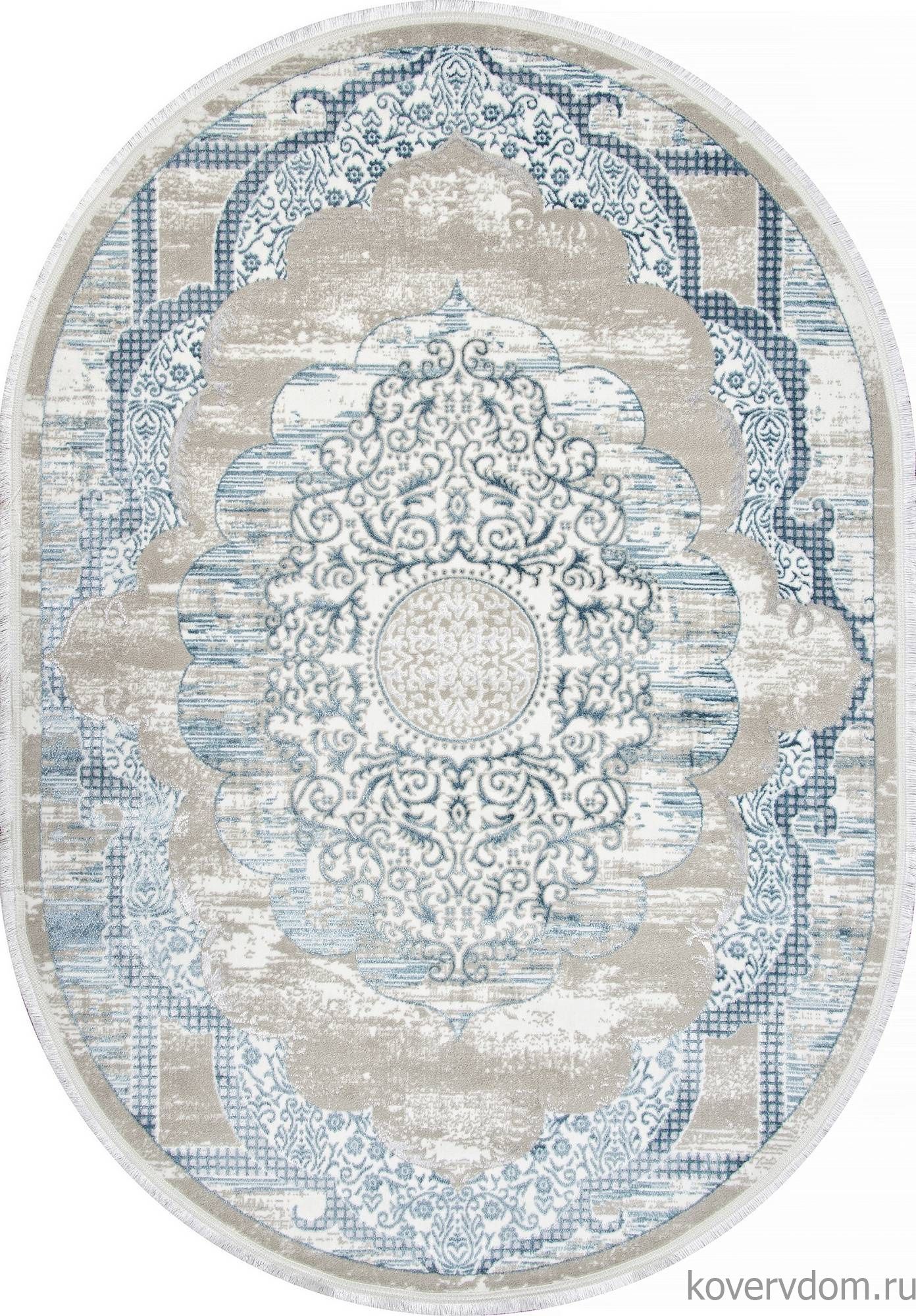 Ковер ALFANI Q018A BLUE FDY / CREAM SHRINK Овал Ковер ALFANI Q018A BLUE FDY / CREAM SHRINK Овал