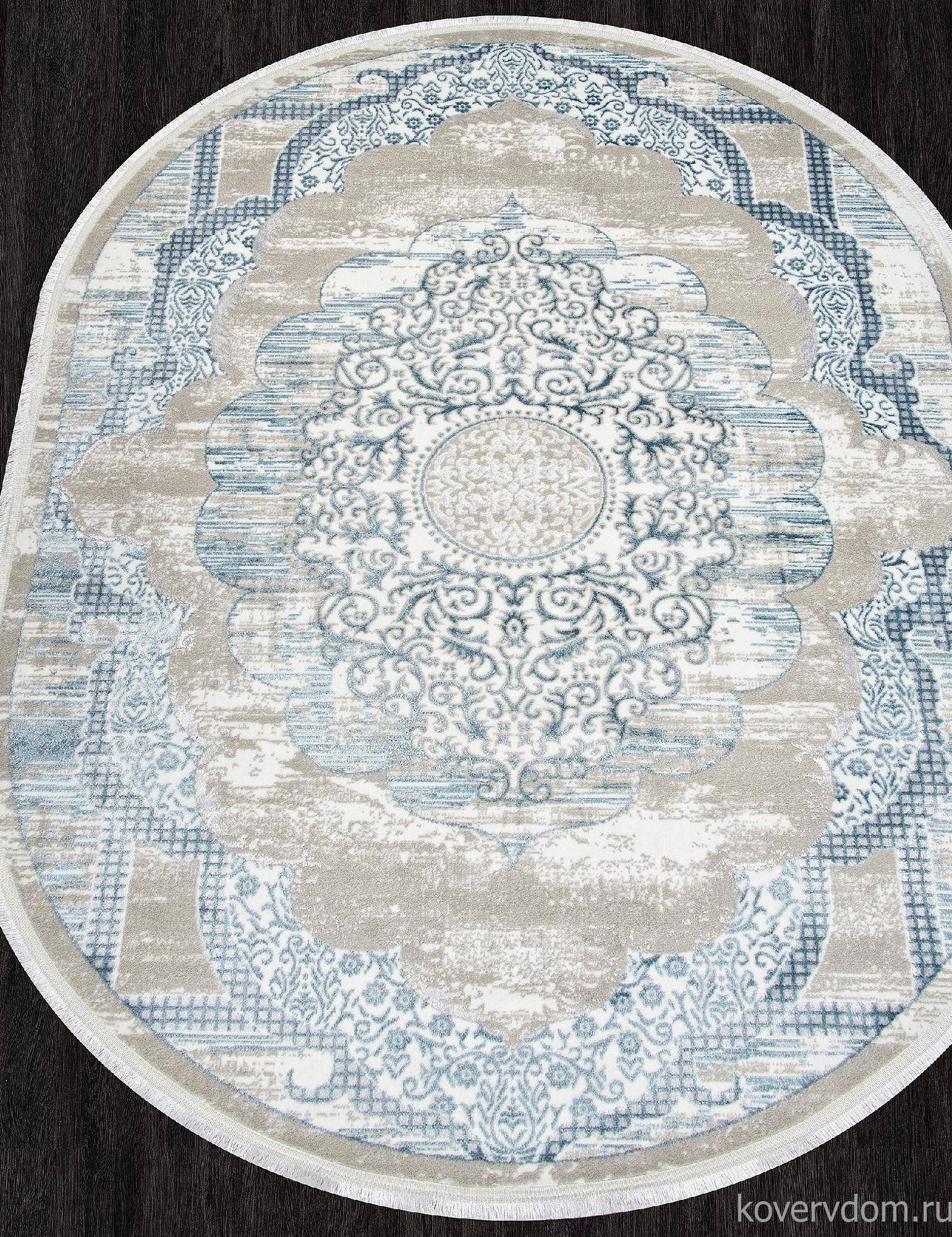 Ковер ALFANI Q018A BLUE FDY / CREAM SHRINK Овал Ковер ALFANI Q018A BLUE FDY / CREAM SHRINK Овал
