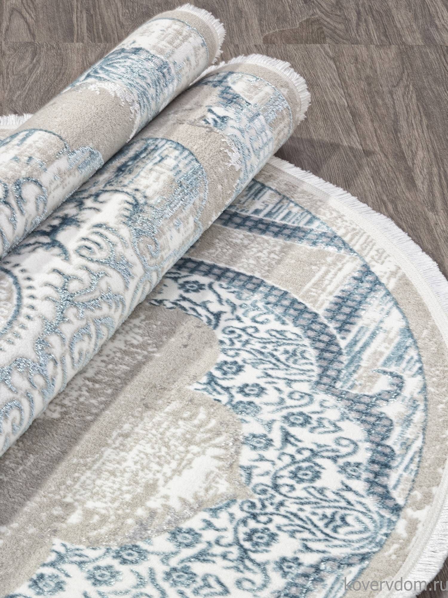 Ковер ALFANI Q018A BLUE FDY / CREAM SHRINK Овал Ковер ALFANI Q018A BLUE FDY / CREAM SHRINK Овал